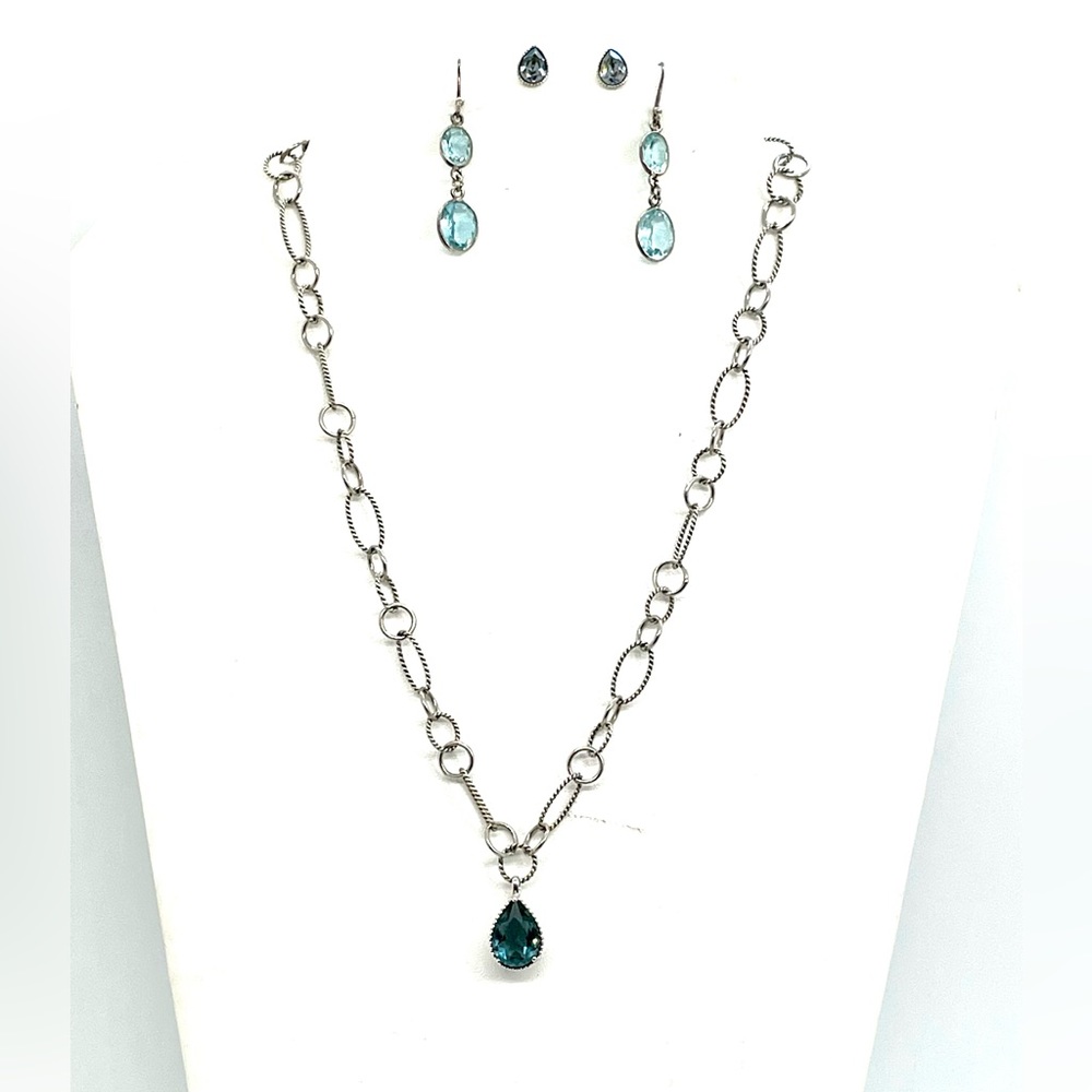 Sterling Topaz Necklace with 2 Sets of Earrings